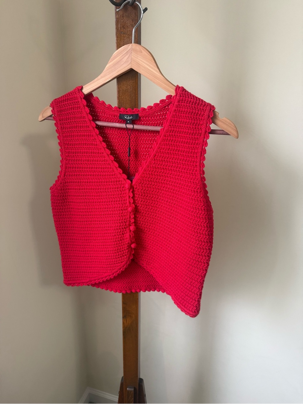Rails Red Crocheted Knit Vest - Women Tops